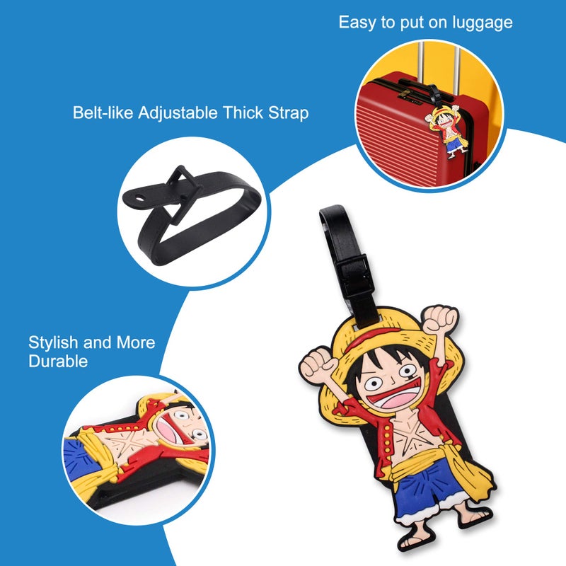 Finex 4 Pcs Set Pirates Sailers Silicone Travel Luggage Baggage Identification Labels ID Tag for Bag Suitcase Plane Cruise Ships with Belt Strap - Image 3